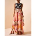 thumbnail image 6 of Pink Multicolor Geometric Print Sleeveless Maxi Dress For Summer Festival, Vacation, Beach, Street Style, 6 of 8