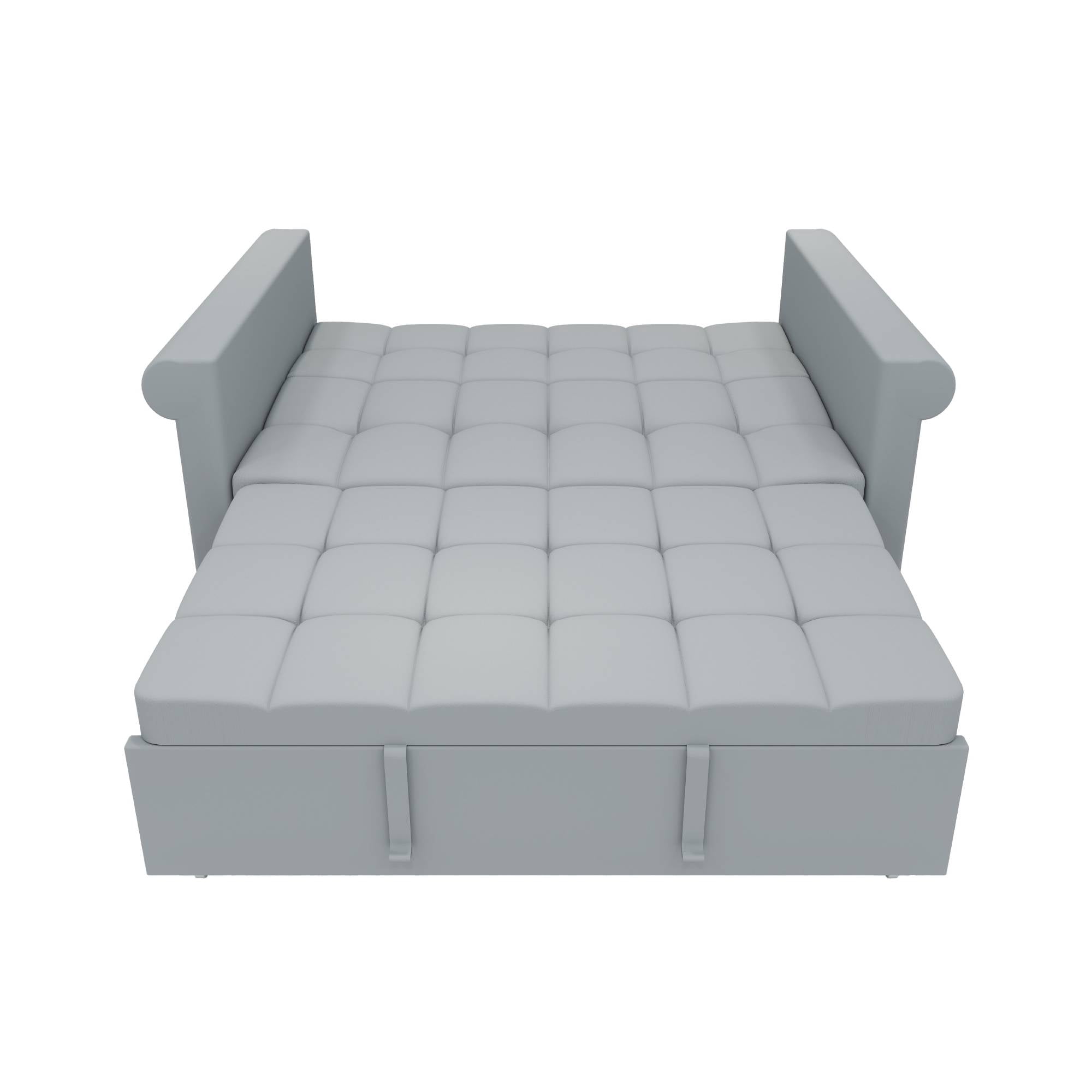 Modern Pull Out Couch Bed, Convertible Sleeper Sofa Bed with Rolled Arms Loveseat Couch for Living Room, Bedroom, Grey