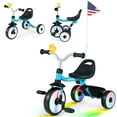 thumbnail image 1 of Babyjoy 3-in-1 Kids Tricycle with Lighted Wheels Folding Toddler Trike with Adjustable Seat Blue, 1 of 9