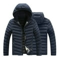 thumbnail image 4 of Herrnalise Men's Fashion Autumn And Winter Stitching Warm Hooded Casual Jacket Cotton Clothes Dark Blue, 4 of 7