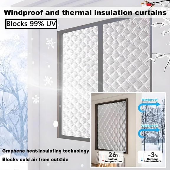 Window Insulation kit, Thermal Insulated Window Drapes for Noise Reduction and Energy Saving with Tape Design, Thermal Insulated Window Cover Oxford Cloth Thicken Cotton Fiber
