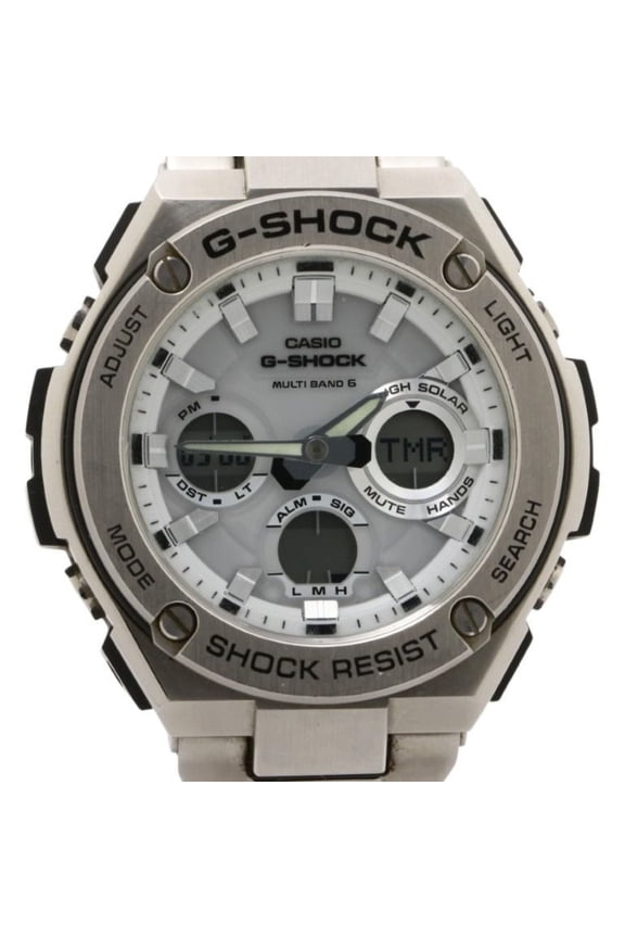 Pre-Owned CASIO G-SHOCK G-STEEL GST-W100 Series GST-W110D-7AJF White Silver Resin/Stainless...