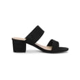 thumbnail image 3 of BLISSFUL STEP Women's Shoes Dual Straps Mid Chunky Heel Slide Sandals Black 7.5, 3 of 8