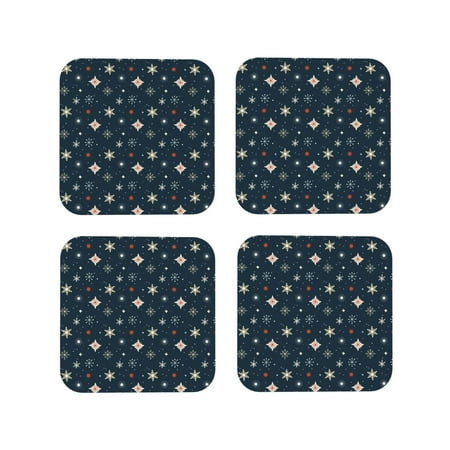 

Tideii Christmas Snowflakes1 for Leather Coasters 4 Pieces Anti-fouling and Anti-scalding Decorative Coasters Suitable for Restaurants Kitchens Coffee Shops-Square