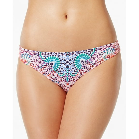 Bar III Women's Printed Hipster Bikini Bottom, Pink Multi, X-Small