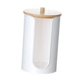thumbnail image 1 of Dispensador de taza de baño, recipiente para enjuague bucal, soporte para hisopo y almohadilla, estante de almacenamiento Blanco Con Tapa De Madera, 1 of 9