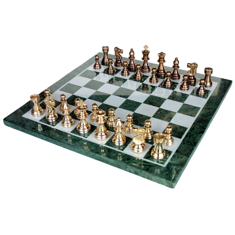 StonKraft Brass Chess Pieces Set - Collector Edition, 3.5" King Height (Metallic Yellow & Black)