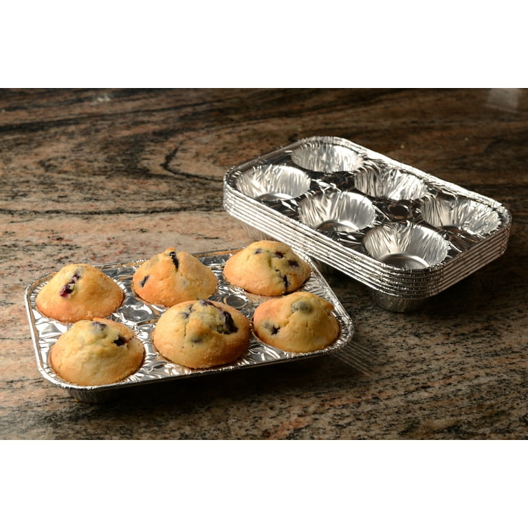 6-Cup Aluminum Foil Muffin Cupcake Pan 100/PK Disposable Containers Mold Pan