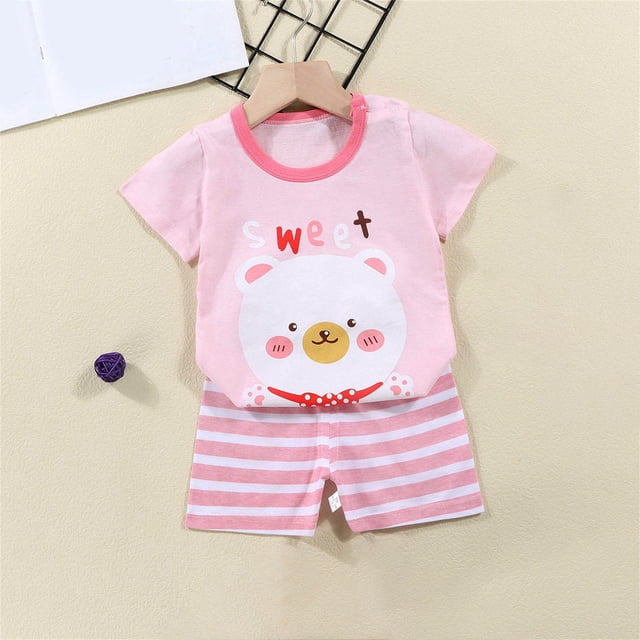EGNMCR Ensembles de Blouses et Chemises à Manches Courtes à Col Rond Tout-Petits Enfants Bébés Garçons Filles Mode Mignon Imprimé Chiot à Manches Courtes Tenue Décontractée Ensemble Fille