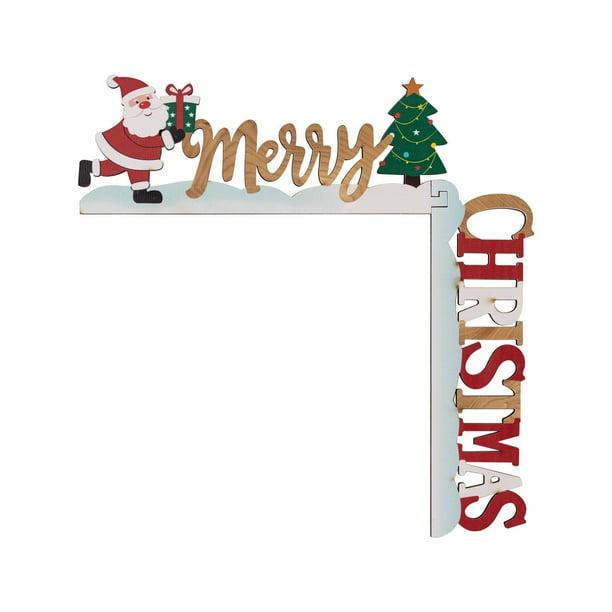 Decoración Navideña Tridimensional de Madera con Letras Navideñas, Marco para Puerta, Adorno para Esquina de Puerta Colgante.