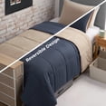 thumbnail image 3 of The Sheet Lab Reversible Box Stitch Comforter Set, 2-Piece Twin/Twin XL – Navy Blue/Tan, 3 of 9