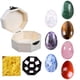 thumbnail image 2 of Juego de piedras de cristal de colores mixtos - 9 gemas del tamaño de un pulgar para manualidades, amatista, sodalita, calcita amarilla, caja de almacenamiento de madera, 2 of 9