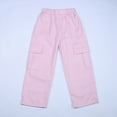 thumbnail image 5 of NIEWTR Girls High Waisted Baggy Cargo Pants Y2K Style Wide Leg with Side Cargo Pockets and Drawstring Waist Spring Trousers（A01-Pink,3-4 Years), 5 of 9