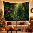thumbnail image 3 of Tropical Rainforest Stream with Orchids and Ferns, Serene Watercolor Nature Art for Forest Lovers, Verdant Wall Decor, Housewarming Gift Tapestry Wall Hanging for Bedroom and Living Room, 3 of 7
