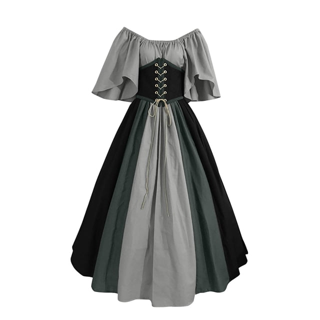 Kcodviy Médiévale pour Femmes Trompette Médiévale Sorcière Manches Irlandaises Robe Chemise avec Corset Robe Traditionnelle Blanche Médiévale Halloween Femmes m Cosplay S Gothique Rétro Robe Corset Manches Longues
