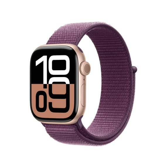 Pre-Owned Apple Watch Series 10 (GPS) 42MM Rose Gold Aluminum Case Plum Sport Loop (Refurbished - Fair)