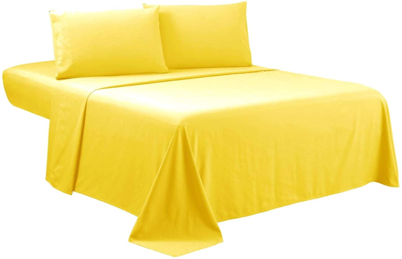 Fitted Valance Sheets Plain Easy-Care Bed Sheet Single 4ft Double King Bedding 
