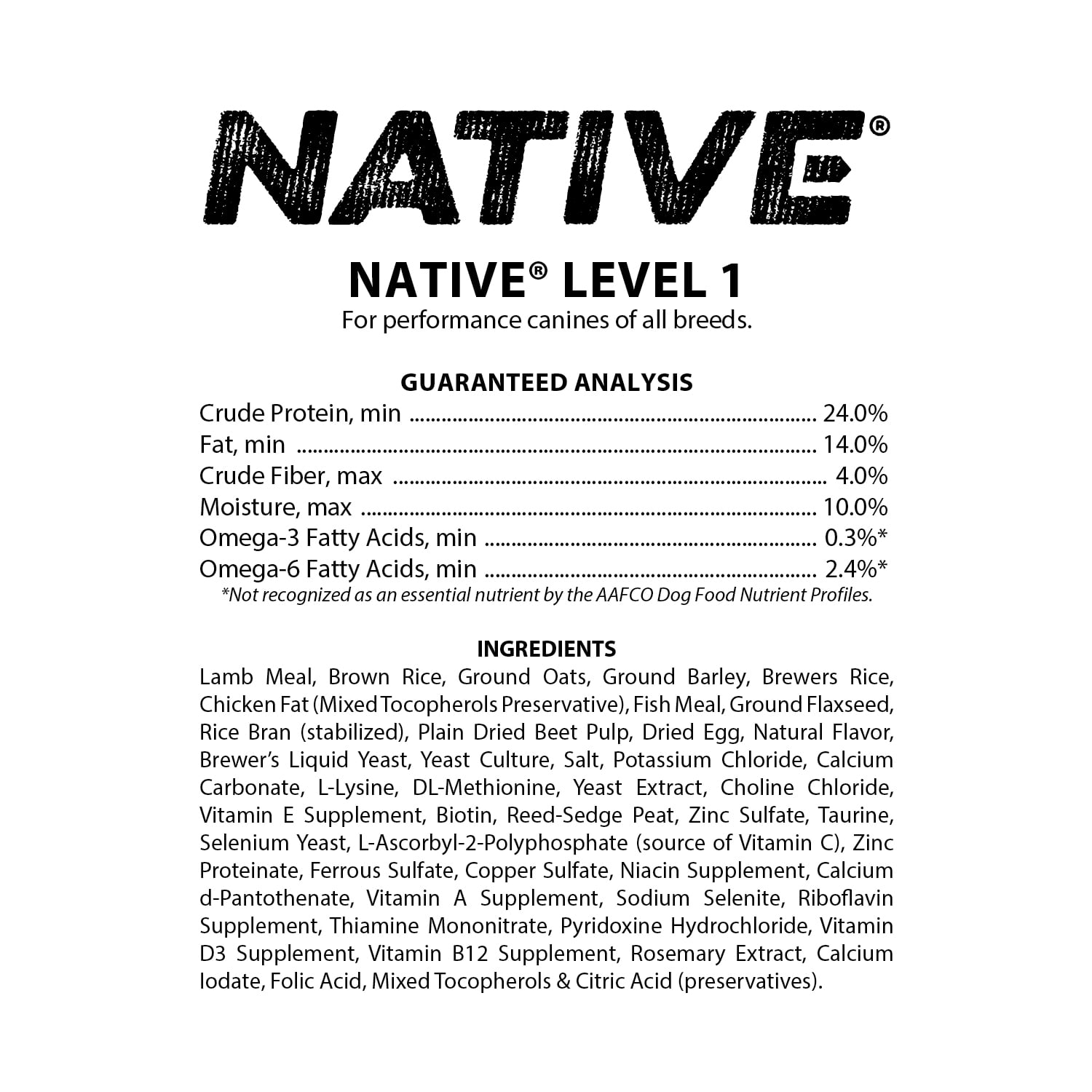Native Level 1 Adult Dry Dog Food 40lb Multi-Colored