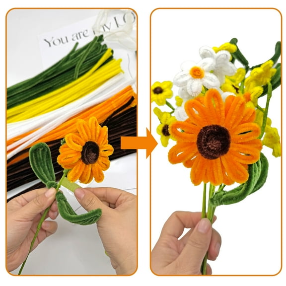 Haooryx Sunflower Bouquet DIY Paper Flower Craft Kit,Valentine's Day and New Year's Party Games, Handicraft Supplies
