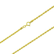 Nuragold 10k Yellow Gold Womens 1.5mm Rope Chain Pendant Dainty Necklace, 14" - 26"