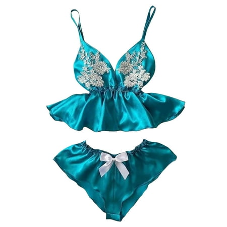

TFDZ Sexy Lingerie For Women Lingerie Set Women Plus Size Lingerie Corset Lace Floral Bralette Bra Two Piece Underwear Blue