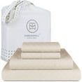 thumbnail image 3 of Threadmill Home Linen Cotton Twin Size Bed Sheet Set, Damask Jacquard, 16” Deep Pocket, 3 Pc, Beige, 3 of 6