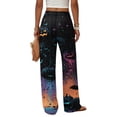 thumbnail image 6 of Halloween Wide Leg Pants for Women, Button Closure Trousers with Gradient Pumpkin & Bat Print, High Waist Loose Fit Streetwear Bottoms with Pockets, 1 Pc Multicolor L, 6 of 6