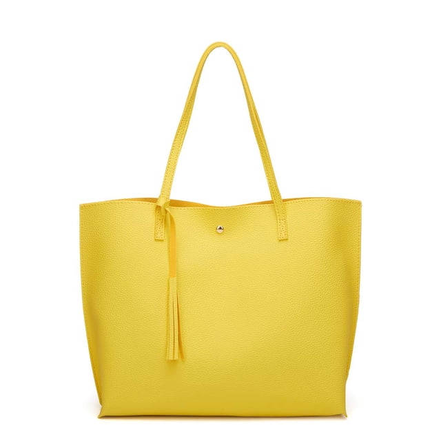 Dreubea Bolso de hombro de piel sintética suave para mujer, bolso de mano con borlas de gran capacidad