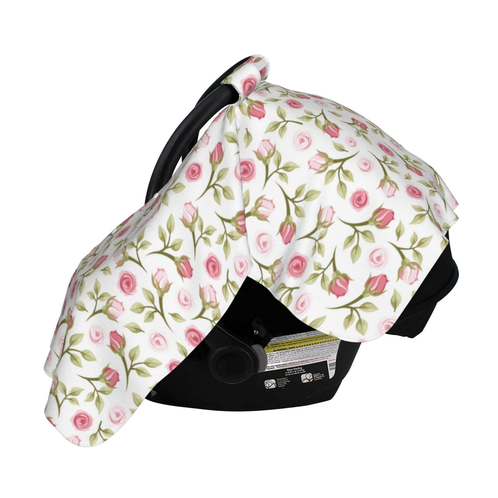 Naloa Rose Flowers Baby Car Seat Cover, Breathable Baby Carrier Cover, Multiuse Baby Carrier Cover & Nursing Breastfeeding Cover
