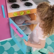 KidKraft Deluxe Big and Bright Wooden Play Kitchen for Kids, Neon Colors