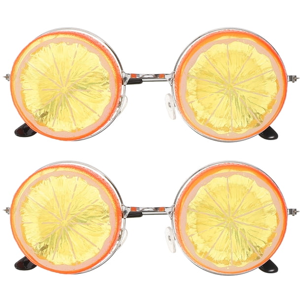 BRIGHTFUFU 2 piezas Gafas de fiesta de playa Gafas divertidas de Cosplay Gafas de fiesta con forma de limón Boda Photo Prop (Naranja)
