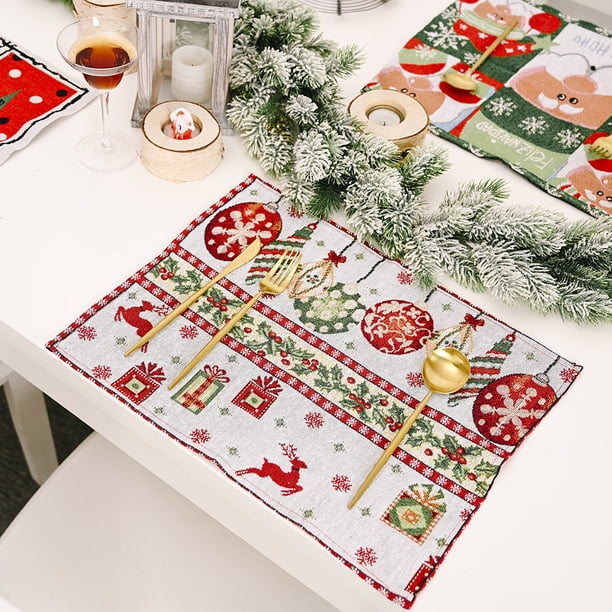 4 piezas de artículos para la mesa familiar, decoraciones para fiestas navideñas, adornos de mesa de invierno, suministros para cenas