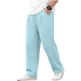 thumbnail image 5 of Yaoyar Men's Casual Linen Pants Elastic Waist Drawstring Yoga Beach Pants Lightweight Loose Fit Trousers with Pockets, 5 of 5