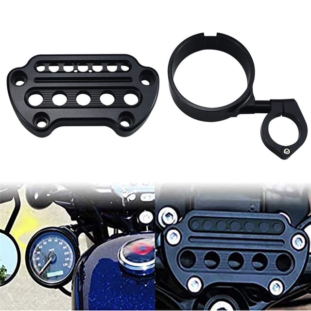WOWTK Soporte de instrumentos de montaje lateral+cubierta de reubicación del velocímetro para modelos Harley Sportster XL 1993-2020 XL883 XL1200 Iron 883 Forty-Eight 72 48 negro brillante