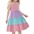 thumbnail image 1 of Tranfacy Robe d'Été pour Jeunes Filles, Robe Bohème pour Filles, Mode Filles Col Rond Sans Manches Patchwork Robe Confortable d'Été Décontractée, 1 of 4