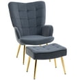 thumbnail image 1 of HOMCOM Modern Accent Chair with Ottoman Upholstered Armchair Dark Grey, 1 of 10
