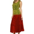 thumbnail image 3 of Sakkas 61004 Jasmine Embroidered Button Down Dress - Purple / Pink - One Size - Green / Red - One Size, 3 of 4