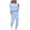 Light Blue, variant on YUHAOTIN Female Womens Pant Suits Dressy Wedding Petite Women's Solid Color Round Neck Casual Loose Long Sleeve Two Piece Set 70S Outfits for Women 80's Outfits for Women