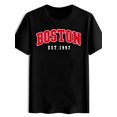 thumbnail image 1 of T Shirt BOSTON Men's Casual Round-neck with Red Printed Pattern, 1 of 5