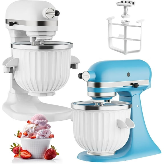 Ice Cream Maker Attachment for KitchenAid - Upgraded Leak-Proof Design, 2 Quart Bowl Compatible with 4.5QT to 7QT Models,Homemade Sorbet Gelato,Yogurt & Ice Cream attachment for Kitchen aid