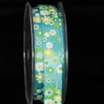 thumbnail image 2 of The Ribbon People Sky Blue and Green Summer Flowers Wired Craft Ribbon 0.5" x 54 Yards, 2 of 2