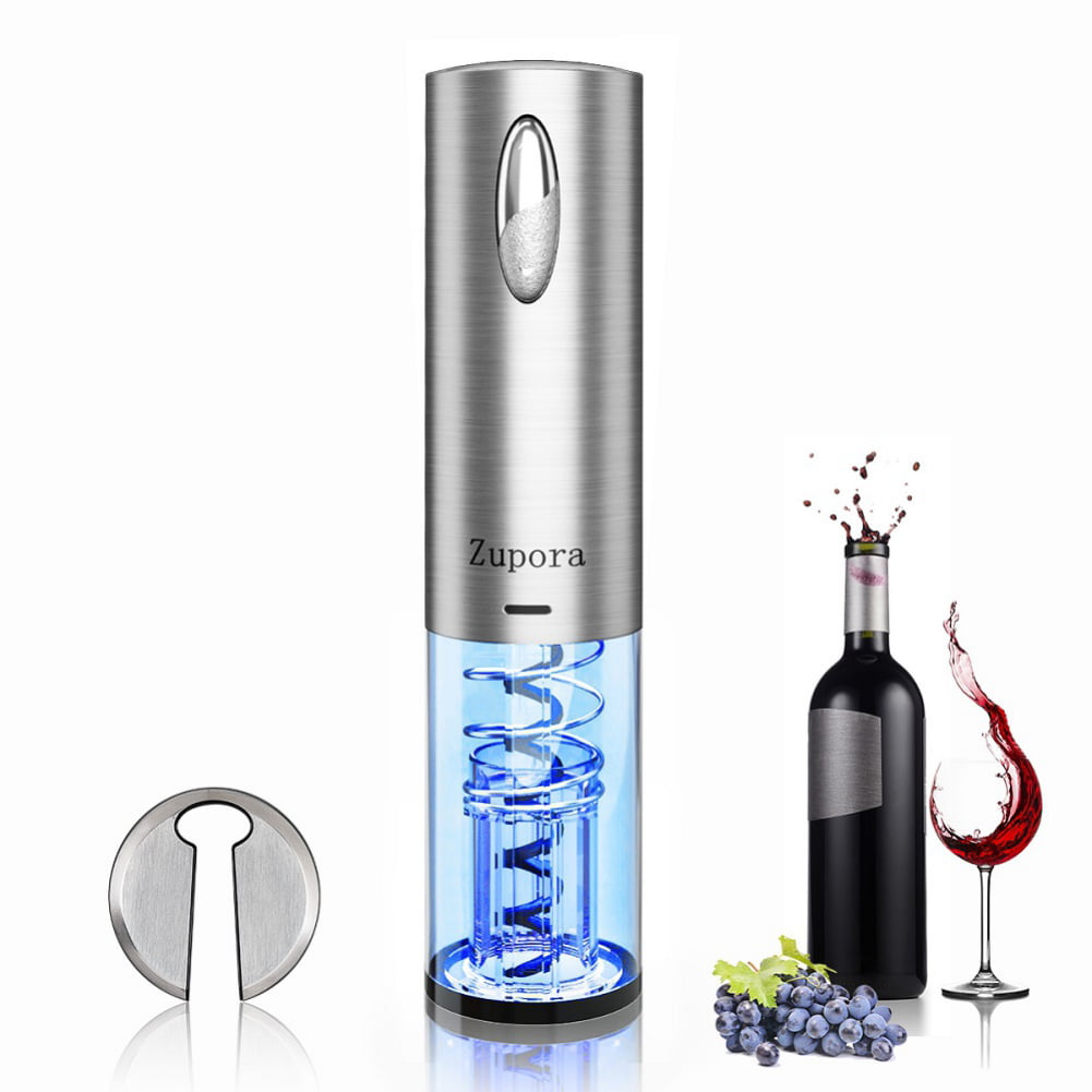 Electric Cordless Automatic Wine Bottle Opener w/Foil Cutter Corkscrew Brown 