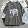thumbnail image 4 of Camiseta Harajuku con estampado de huesos de calavera oscura para mujer, camiseta informal básica con cuello redondo, camiseta de manga corta para chica, envío directo, 4 of 4