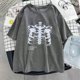thumbnail image 5 of Camiseta Harajuku con estampado de huesos de calavera oscura para mujer, camiseta informal básica con cuello redondo, camiseta de manga corta para chica, envío directo, 5 of 5