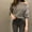 Gray, variant on Women's Off Shoulder Turtleneck Sweater Fashion Fall Long Sleeve Pullover Solid Knit Sweater Tops