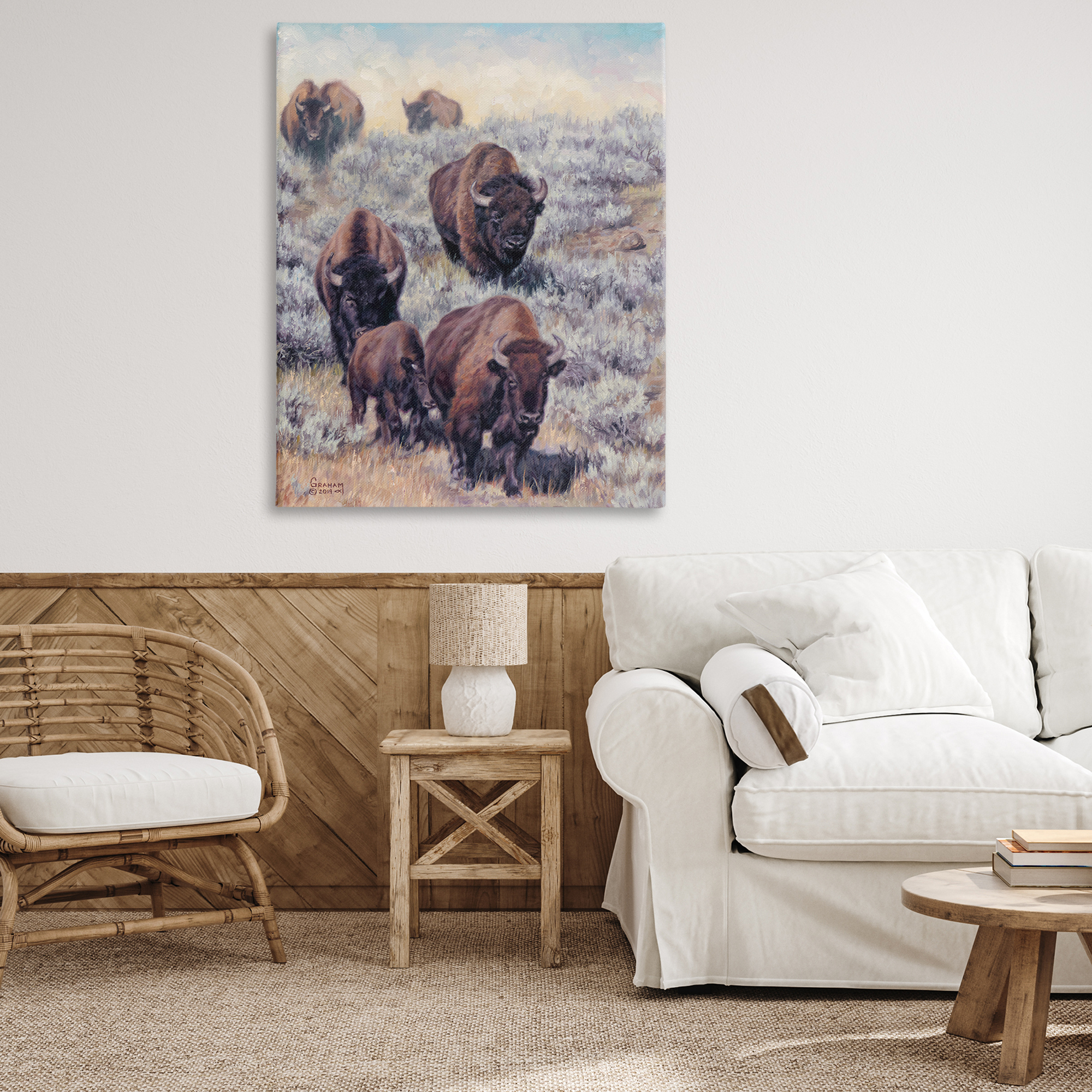 Stupell Industries In Search Of New Grass Landscape Painting Gallery Wrapped Canvas Art Print Wall Art, 36 x 48