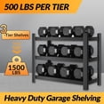 thumbnail image 6 of Metal Garage Storage Shelves Heavy Duty Shelving Unit 3 Tier Steel Adjustable Organizing Shelves 1500 LBS Capacity  Shelving Ideal for Garage Tote Pantry Basement Outdoor, 36”H*36”W*16”D, 6 of 7