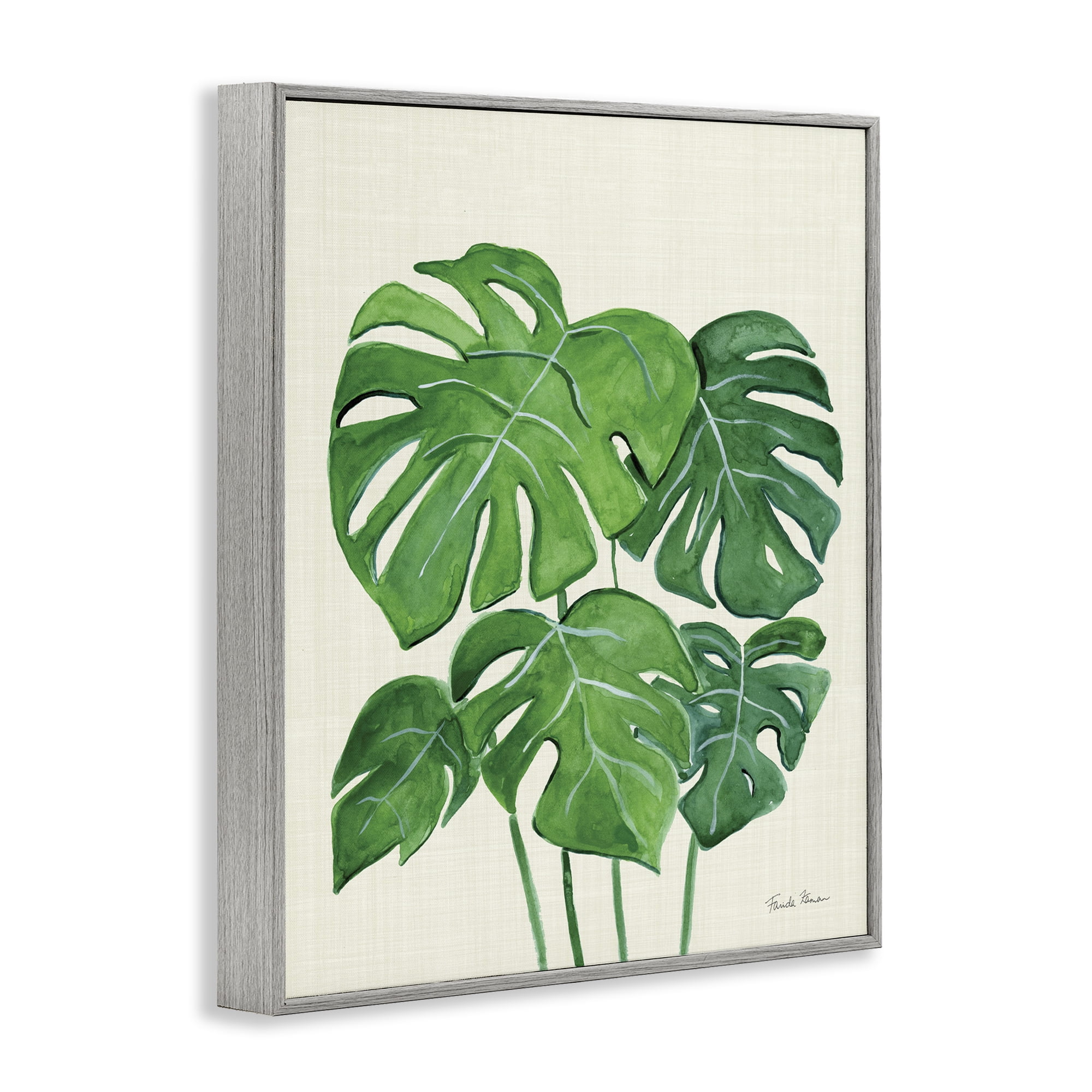 Stupell Industries Green Monstera Bundle Botanical & Floral Painting Gray Framed Art Print Wall Art, 11 x 14