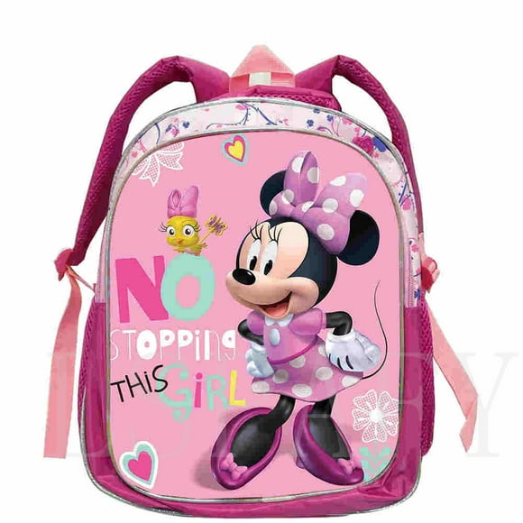 Disney Minnie Mouse 3D Printed Cartoon Backpack Children Bag Anime Schoolbags Kids Zipper Kindergarten 12 Inch Bookbag GC