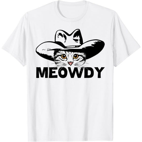 Funny Mashup Between Meow and Howdy Cat Meme Unisex T-Shirt for Men Women Kids Toddler